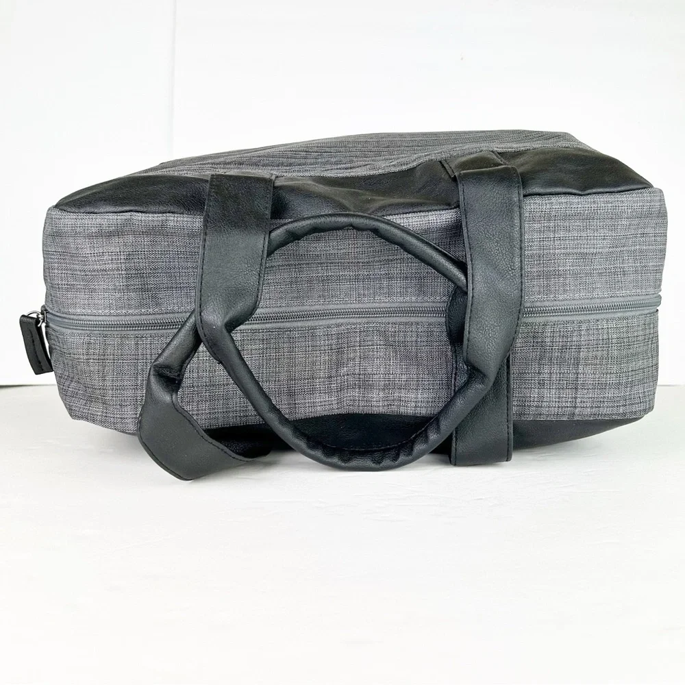 John Varvatos Weekender Gray Black Lightweight Vegan Travel Duffel Bag